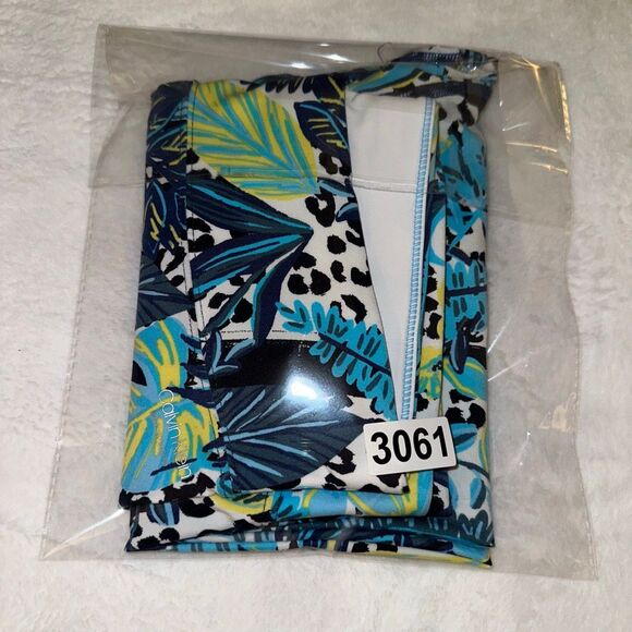 Calvin Klein Performance Womens Large Athletic Leggings Blue Green Abstract EUC - Picture 9 of 9